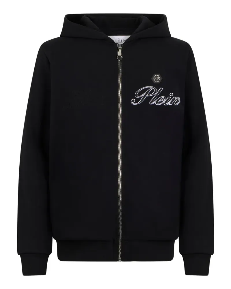 Philipp Plein logo-embroidered zip hoodie - Schwarz Schwarz