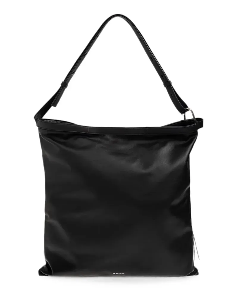 Jil Sander large logo-detail rectangular shoulder bag - Schwarz Schwarz
