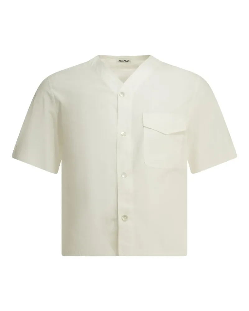 AURALEE V-neck chest-pocket shirt - Nude Nude