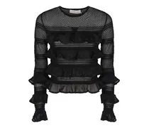 Gerüschtes Hypnotic Spitzentop - Schwarz