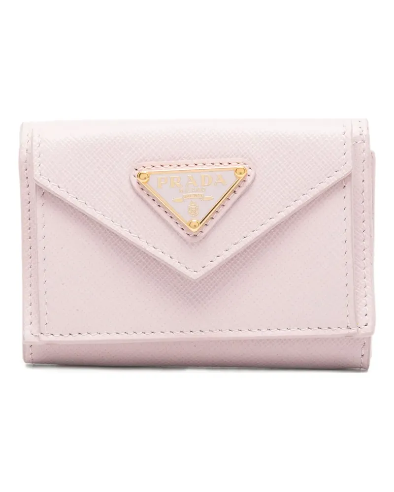 Prada triangle-logo leather wallet - Rosa Rosa
