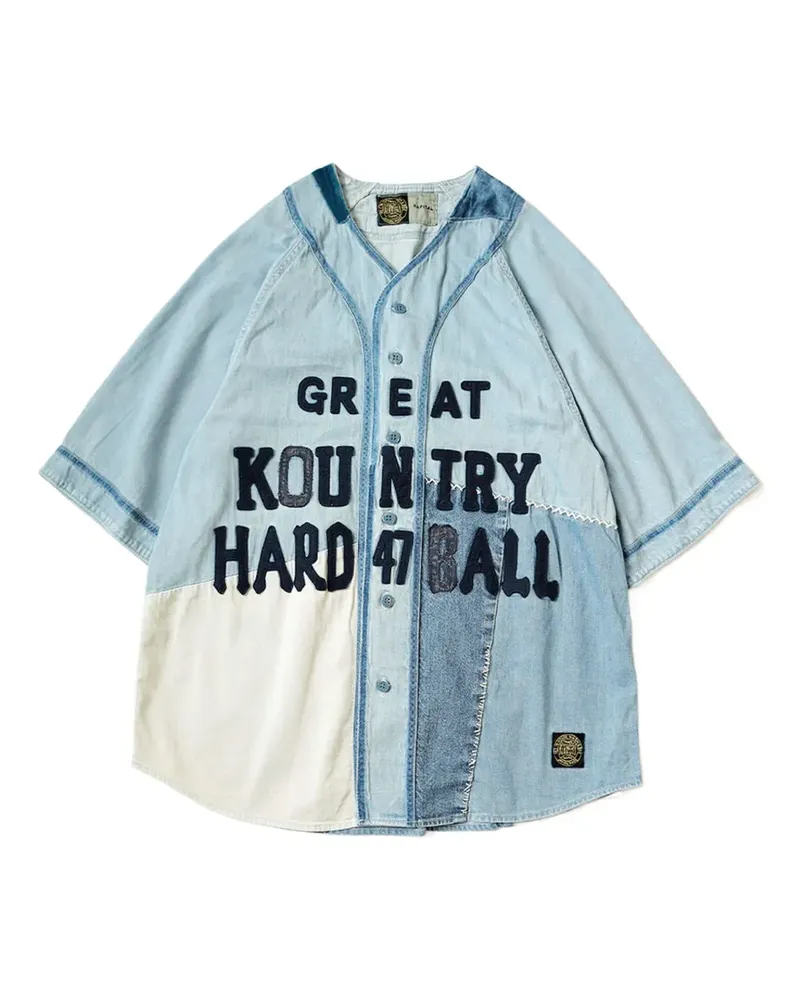 KAPITAL Great Country Jeanshemd im Patchwork-Look - Blau Blau