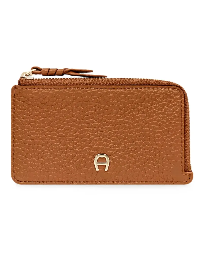 Aigner Carré Soft logo-plaque card case - Braun Braun