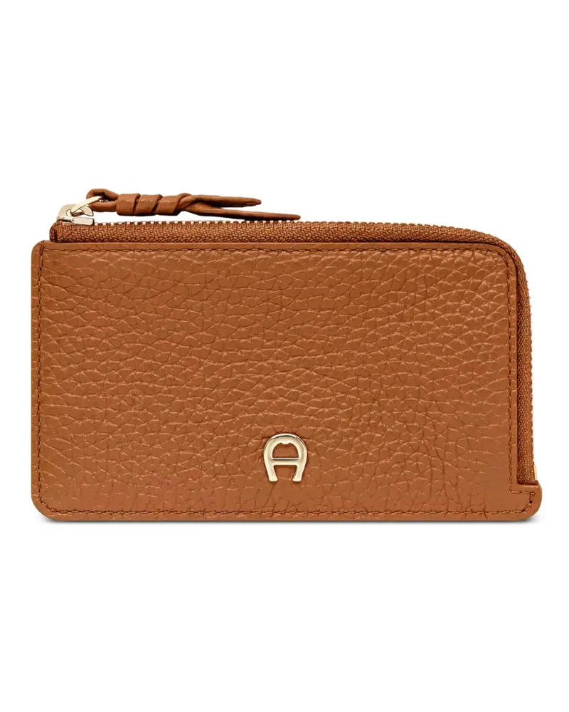 Aigner Carré Soft logo-plaque card case - Braun Braun
