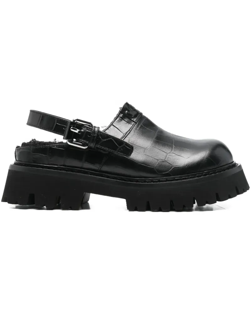 Moschino buckle embossed leather mules - Schwarz Schwarz