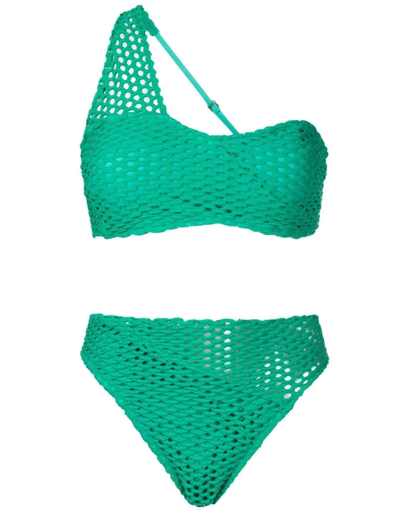 Amir Slama Einschultriger High-Waist-Bikini - Grün Grün