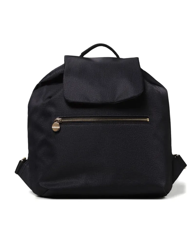 Borbonese Rucksack mit Klappe - Schwarz Schwarz
