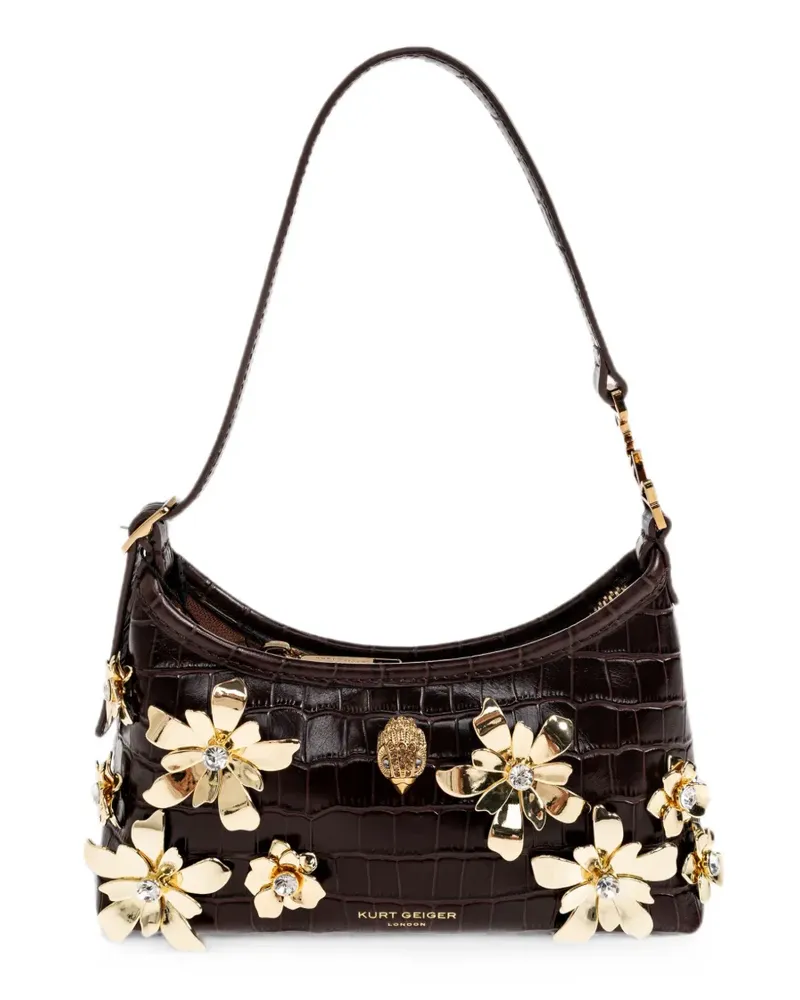 Kurt Geiger Sling Flowers Schultertasche mit Kroko-Effekt - Braun Braun