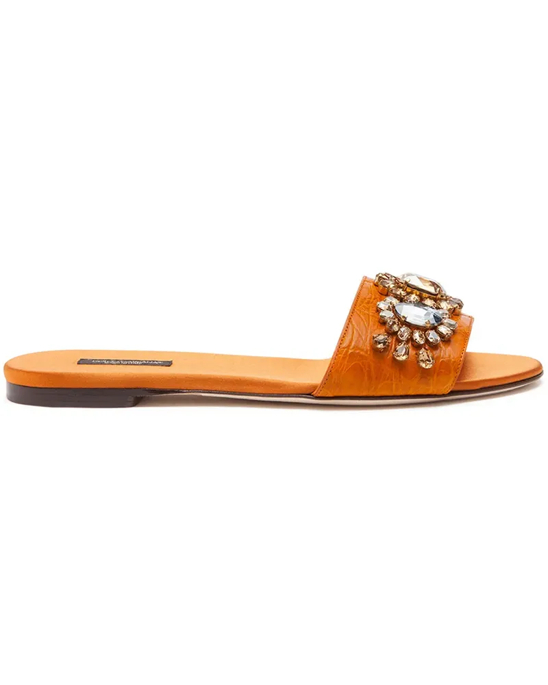 Dolce & Gabbana Pantoletten mit Kristallen - Orange Orange