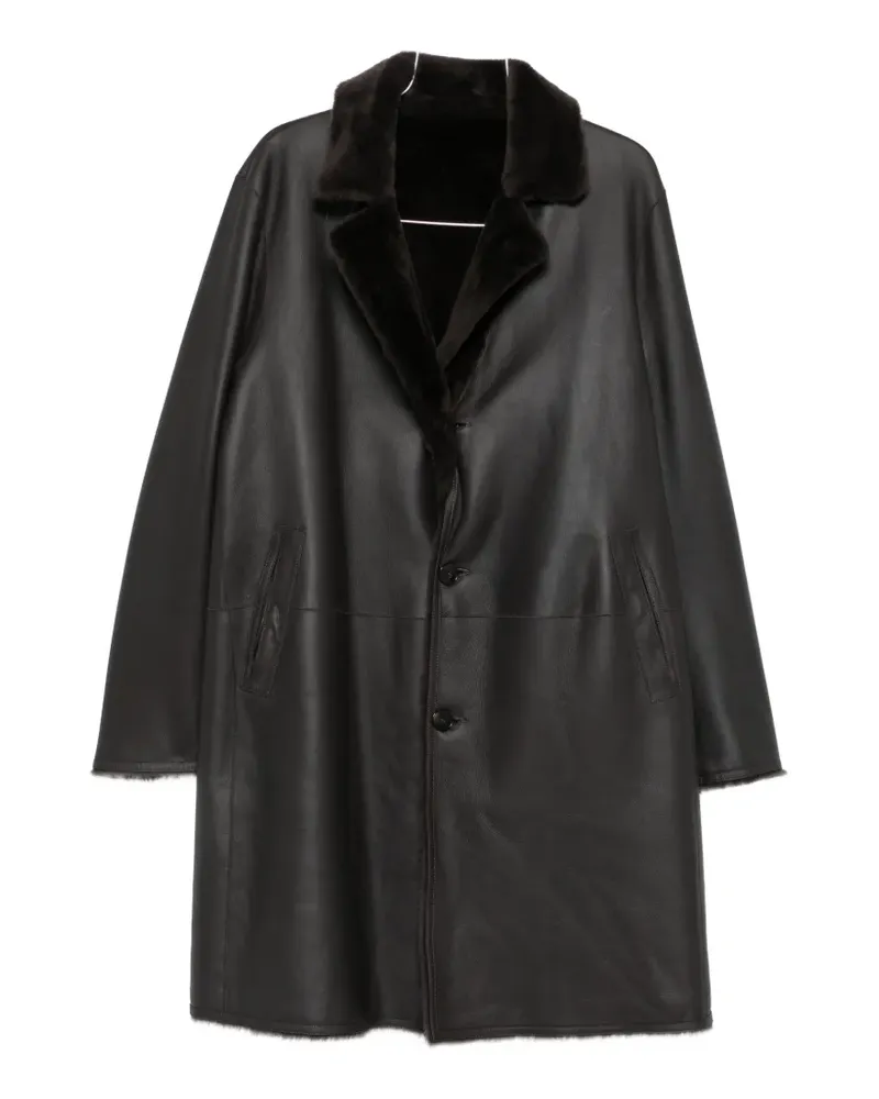 Manzoni 24 buttoned leather coat - Braun Braun