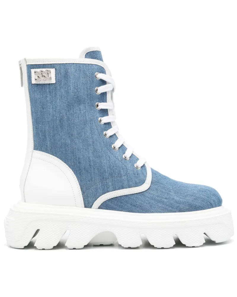 Casadei Generation C Bikerstiefel aus Denim - Blau Blau