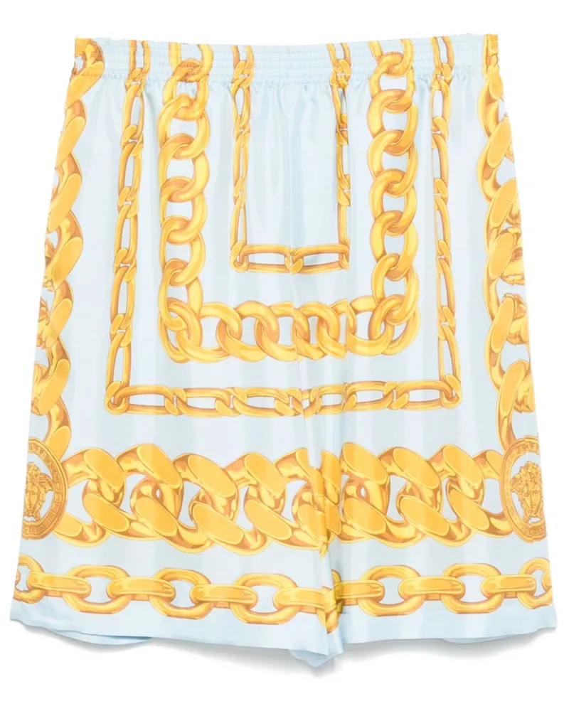 Versace Medusa Chains Shorts aus Seide medusa Blau