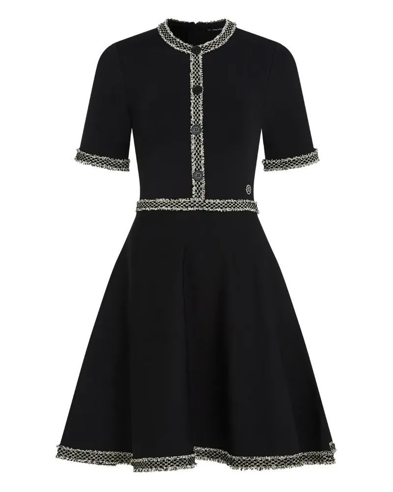 Karl Lagerfeld Gestricktes Kleid mit Bouclé-Besatz - Schwarz Schwarz