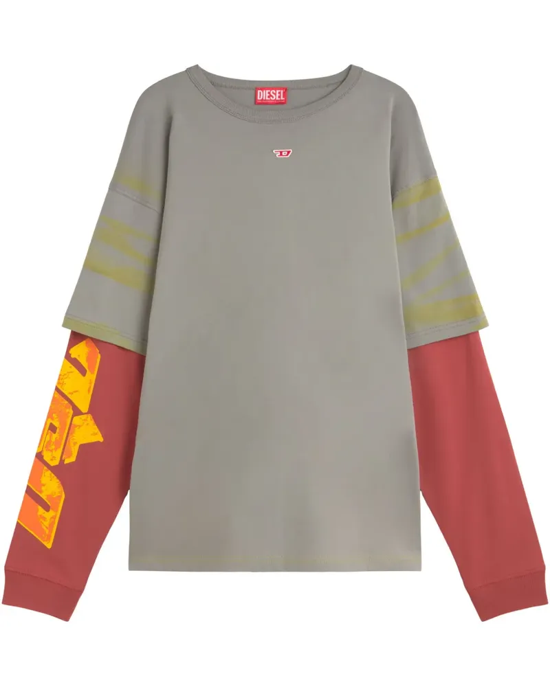 Diesel T-Shirt im Layering-Look - Grau Grau