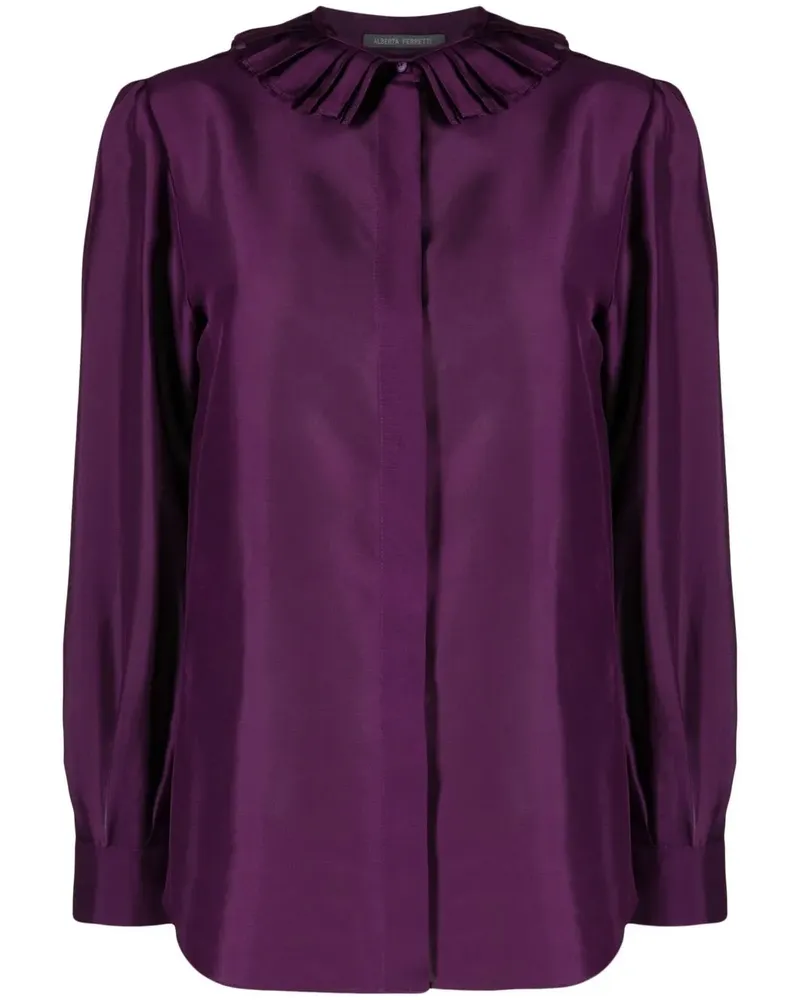 Alberta Ferretti Seidenhemd mit Rüschenkragen - Violett Violett