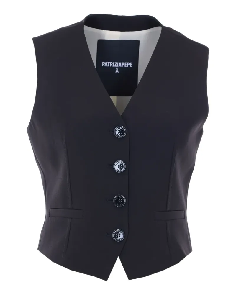 Patrizia Pepe Geknöpfte Weste mit V-Ausschnitt - Schwarz Schwarz