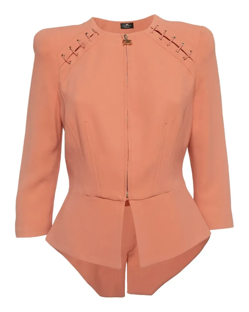 Elisabetta Franchi lace-detail peplum jacket - Orange Orange