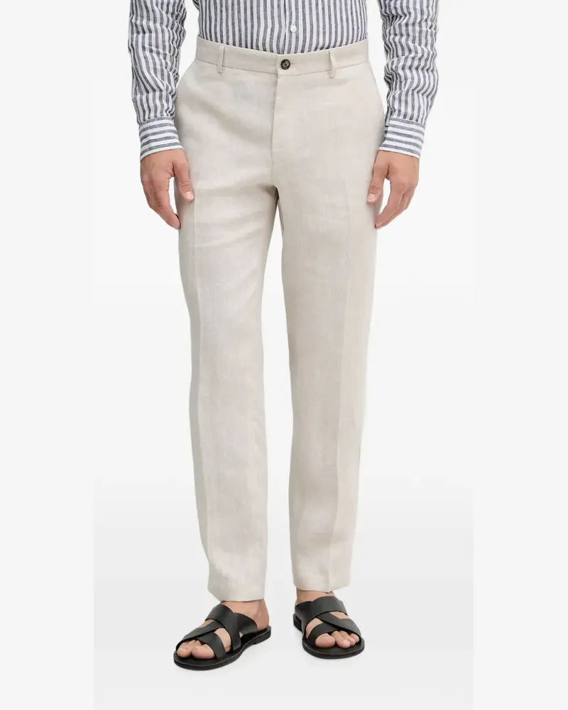 JOOP! Hank pressed-crease logo-patch trousers - Nude Nude