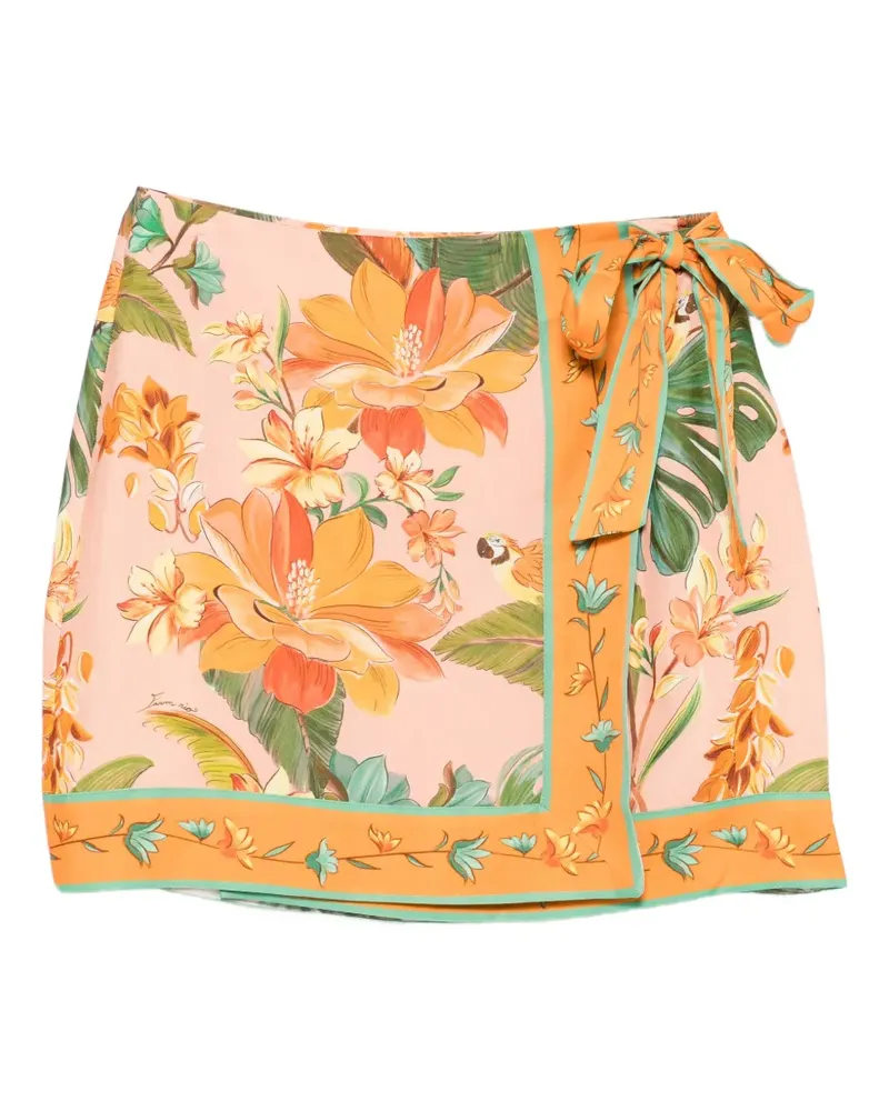 FARM Rio floral-print wrap-style skirt - Rosa Rosa