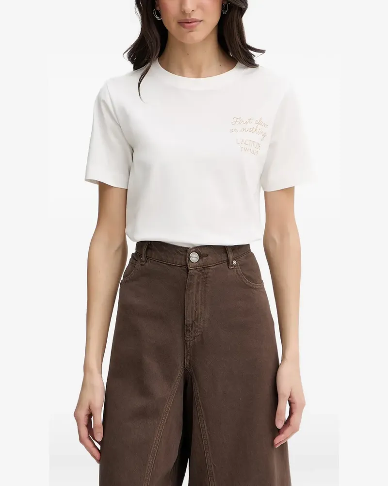 Twin-Set T-Shirt mit Logo-Stickerei - Weiß Weiß