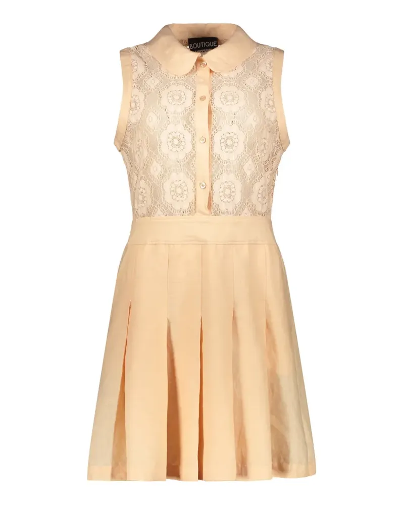 Moschino lace-panel pleated mini dress - Nude Nude