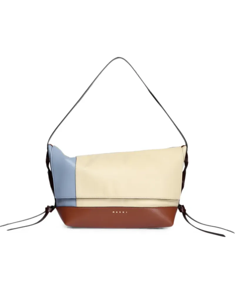 Marni colour-block leather shoulder bag - Nude Nude