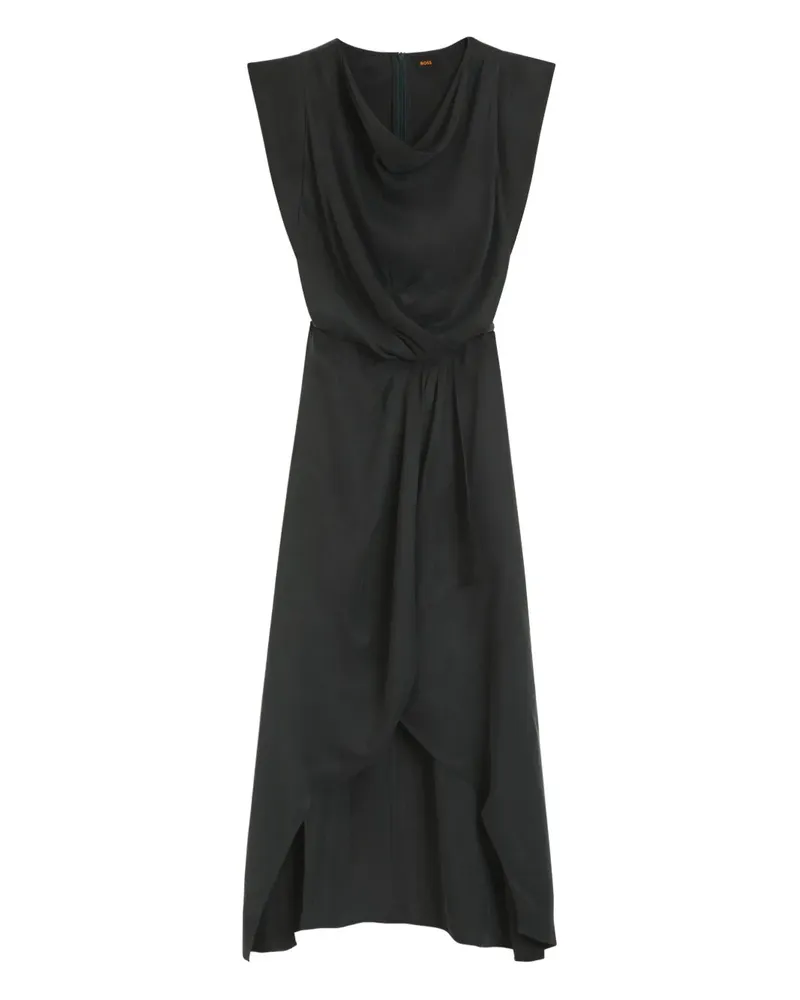 HUGO BOSS Midikleid in Wickeloptik - Grau Grau