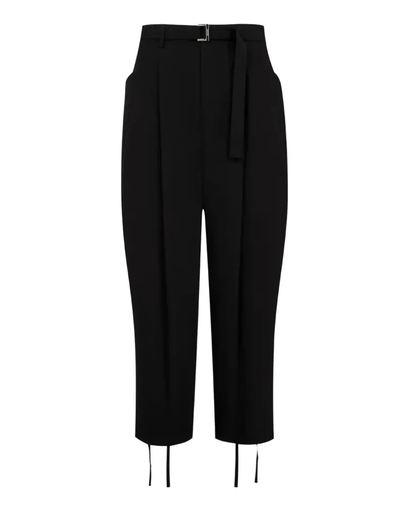 Sacai belted pleated tailored trousers - Schwarz Schwarz