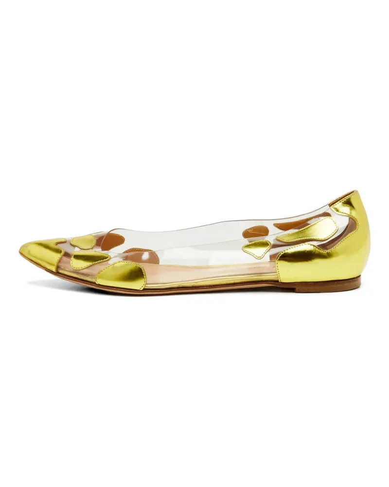 Gianvito Rossi Plexi pointed-toe ballet flats - Gold Gold