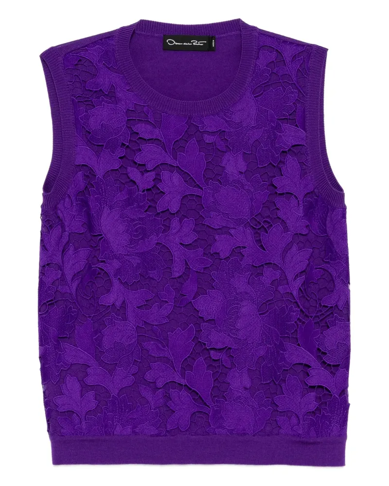 Oscar de la Renta Pullunder mit Spitze - Violett Violett