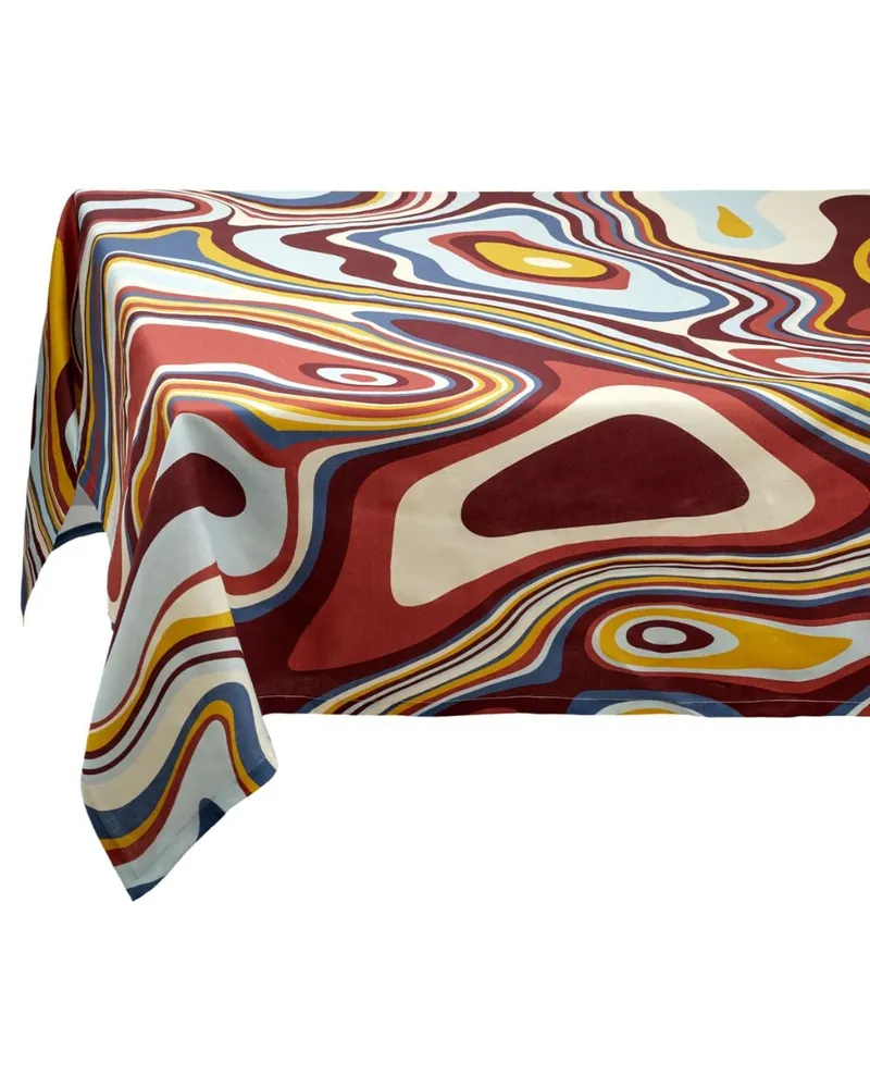 L’OBJET Sateen Waves Tischdecke aus Leinen - Rot Rot