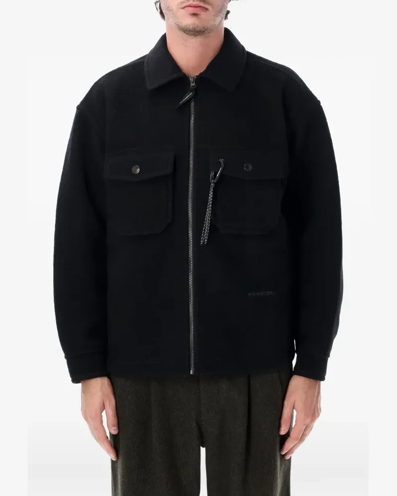 and wander logo-lettering zip-up jacket - Schwarz Schwarz