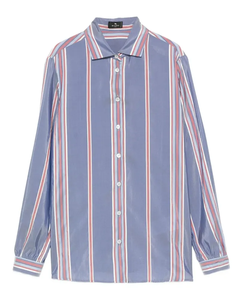 Etro Gestreiftes Seidenhemd - Violett Violett