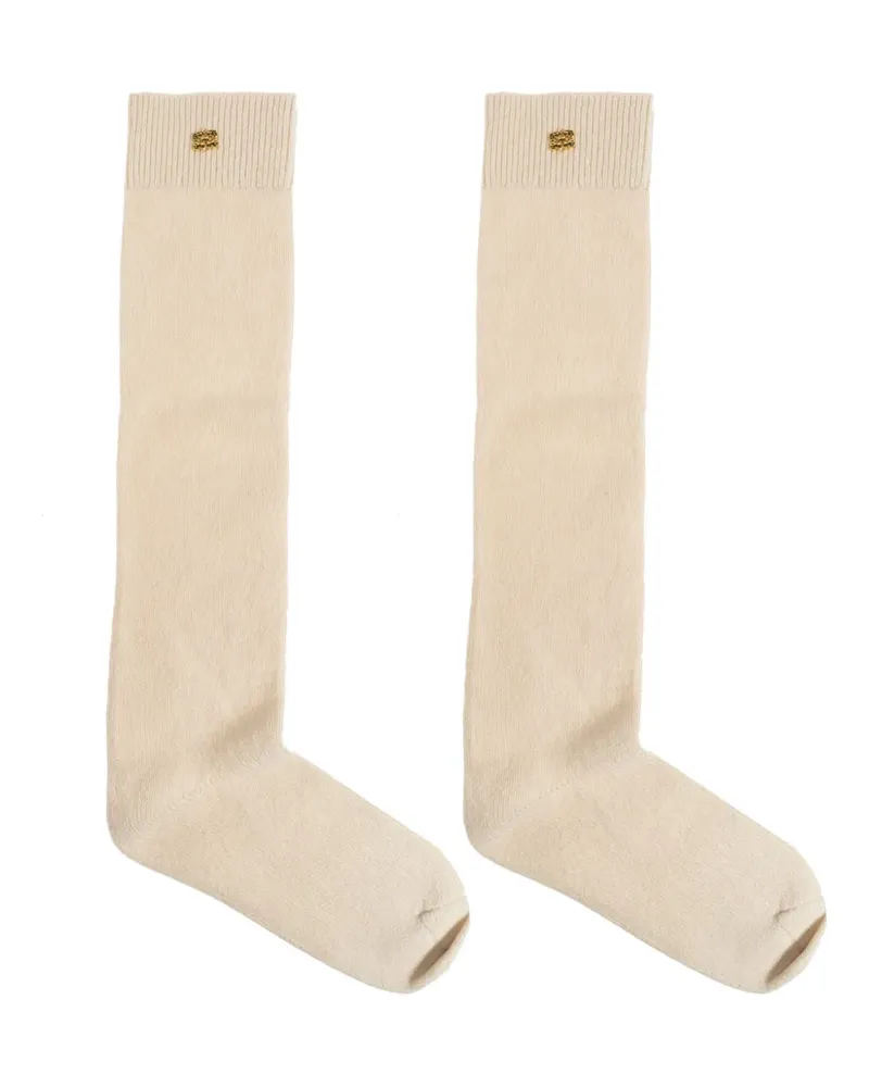 Ganni logo-plaque socks - Nude Nude