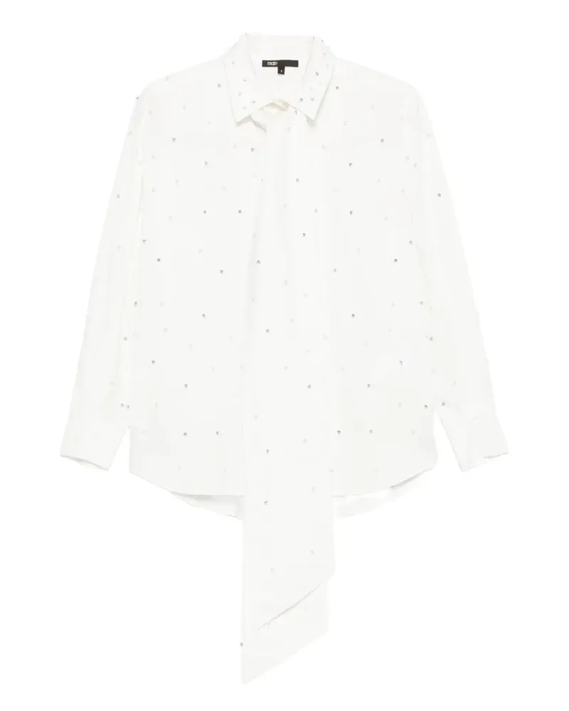 Maje pearl-embellished pussy-bow shirt - Weiß Weiß