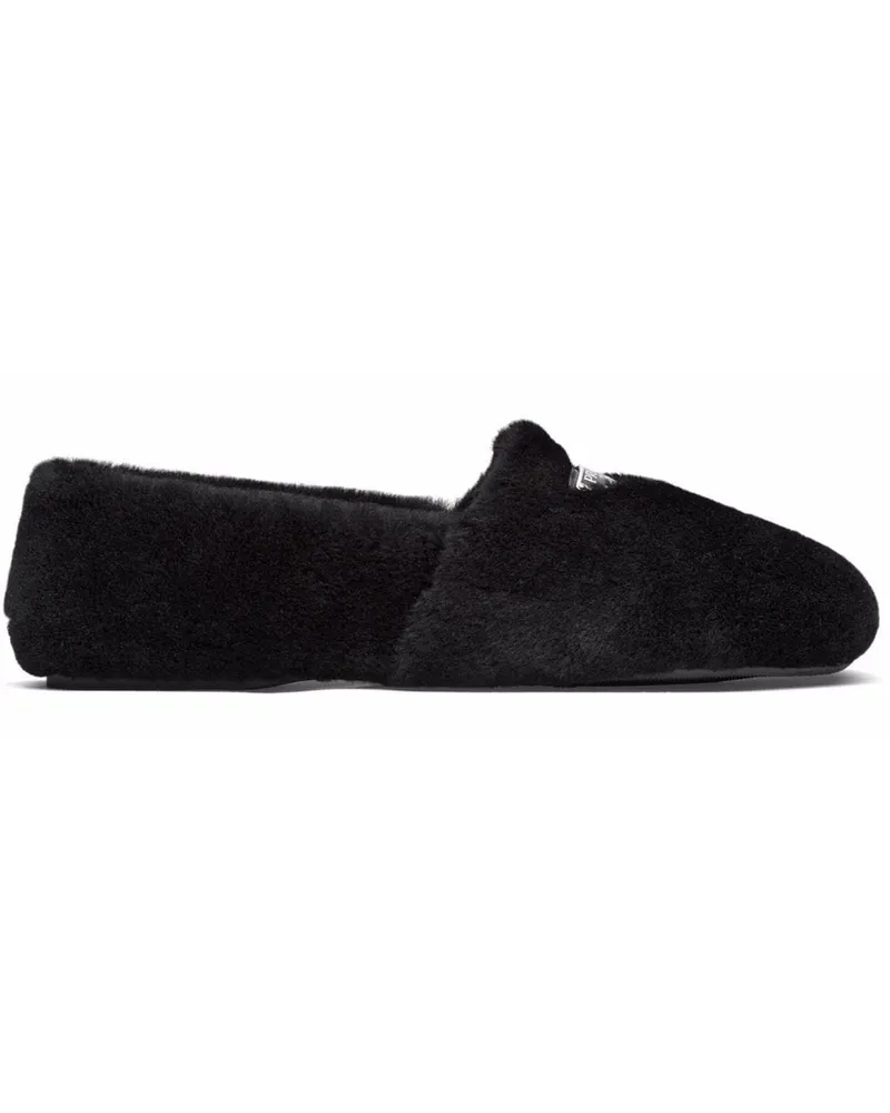 Prada Shearling-Slipper - Schwarz Schwarz