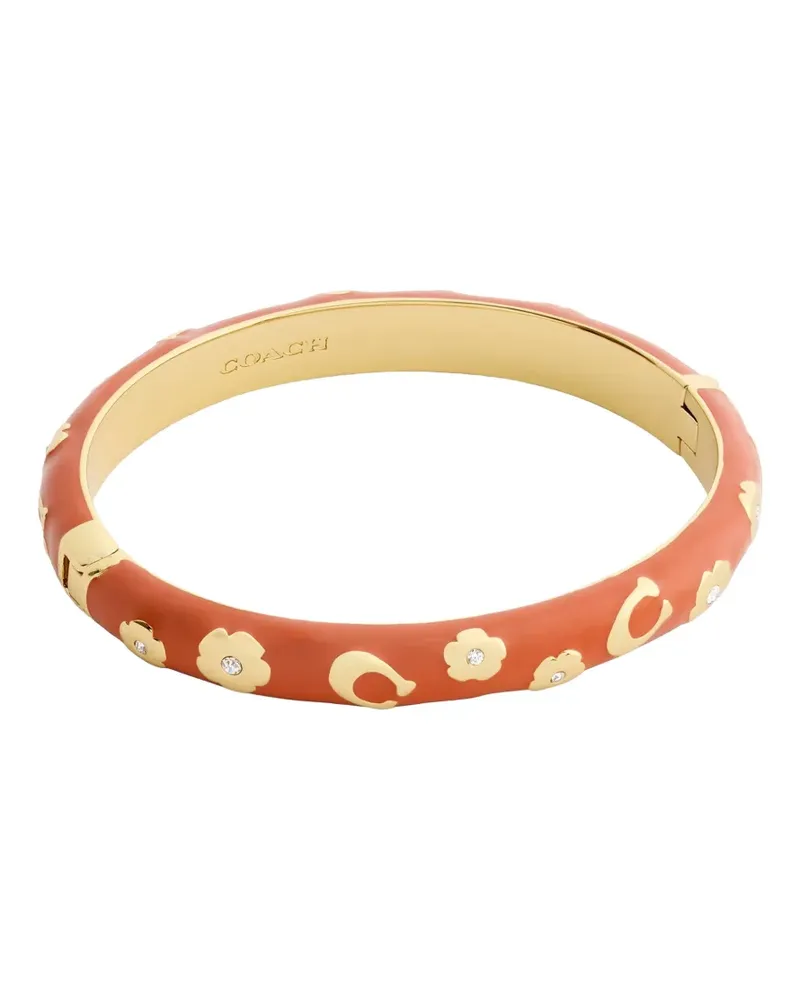 Coach enamel floral-motif bangle - Gold Gold