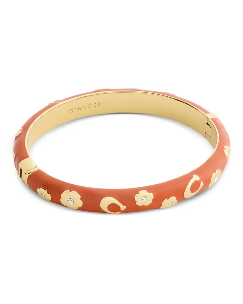 Coach enamel floral-motif bangle - Gold Gold