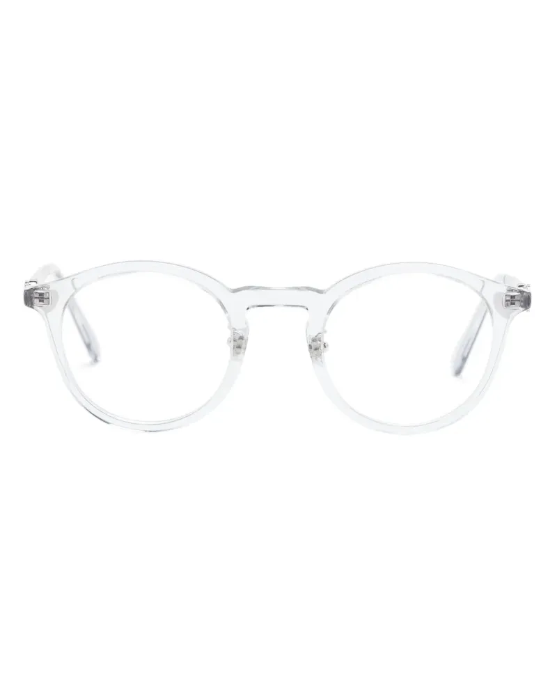 Moncler Runde Brille mit Logo-Schild - Silber Silber