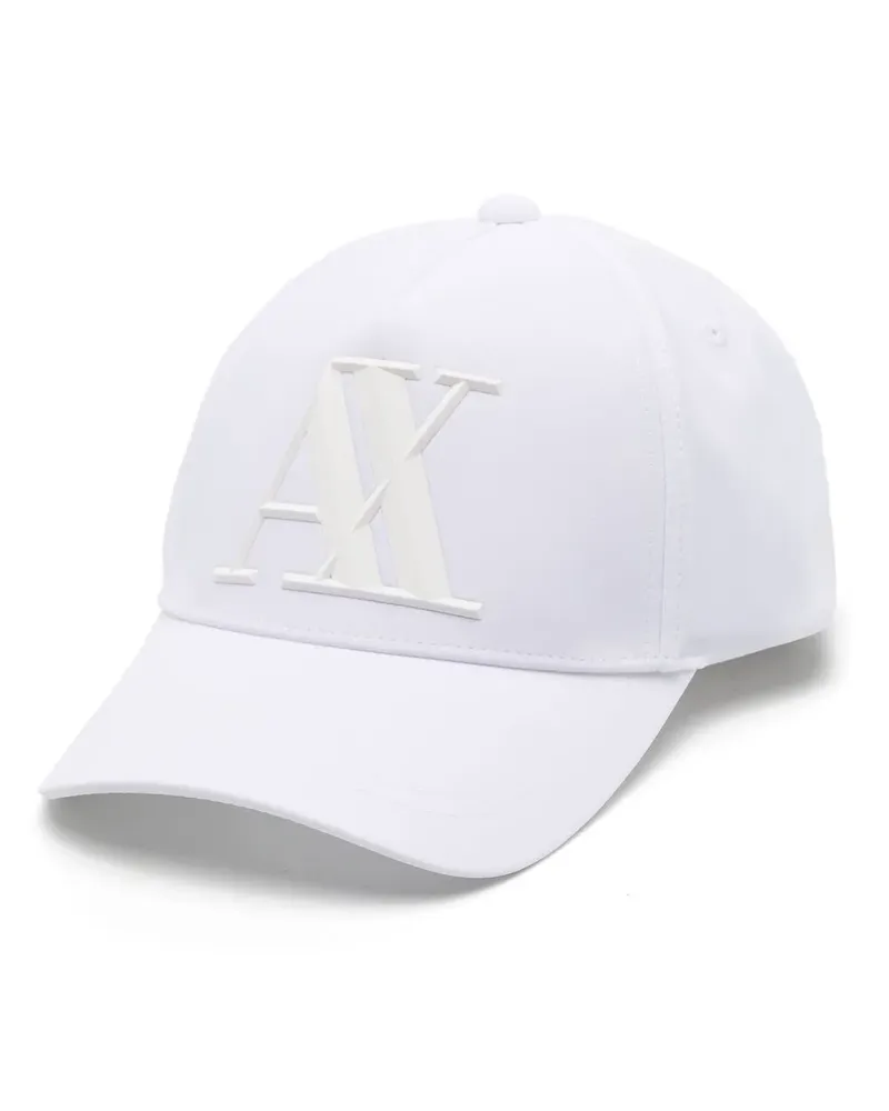 Armani Exchange Baseballkappe mit Monogramm-Schild - Weiß Weiß