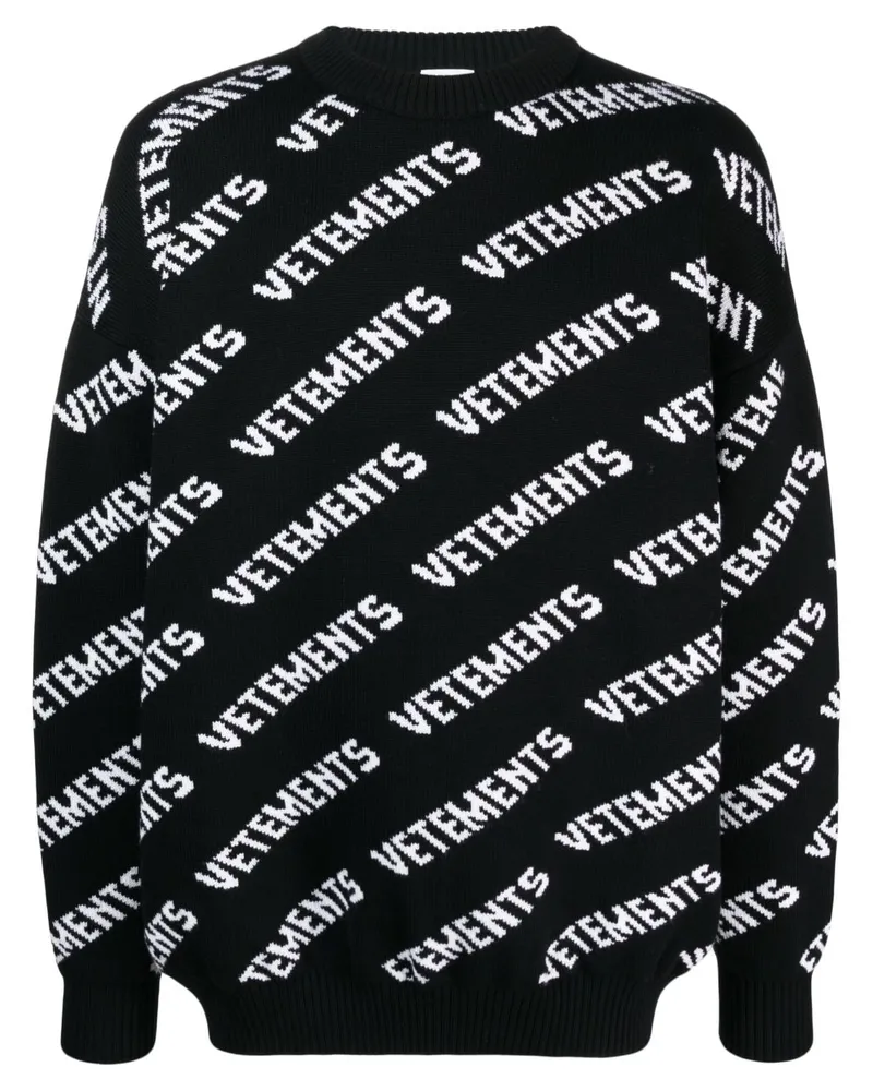 VETEMENTS Pullover mit Intarsien-Motiv Schwarz