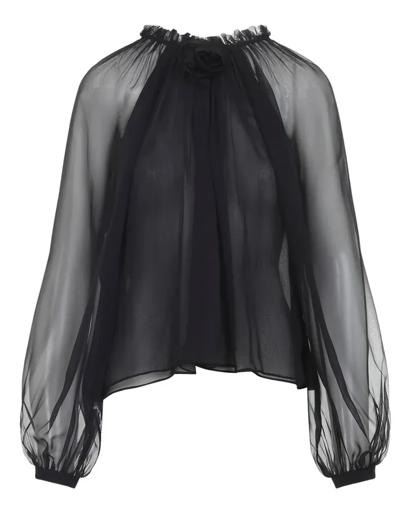 Alberta Ferretti balloon-sleeve silk blouse - Schwarz Schwarz