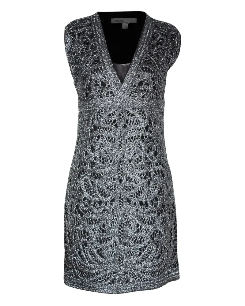 Maje Kleid mit V-Ausschnitt - Silber Silber
