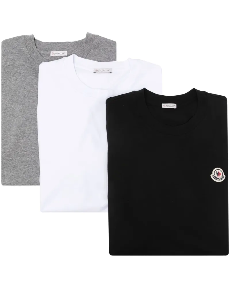Moncler 3er-Set T-Shirts mit Logo-Patch - Weiß Weiß