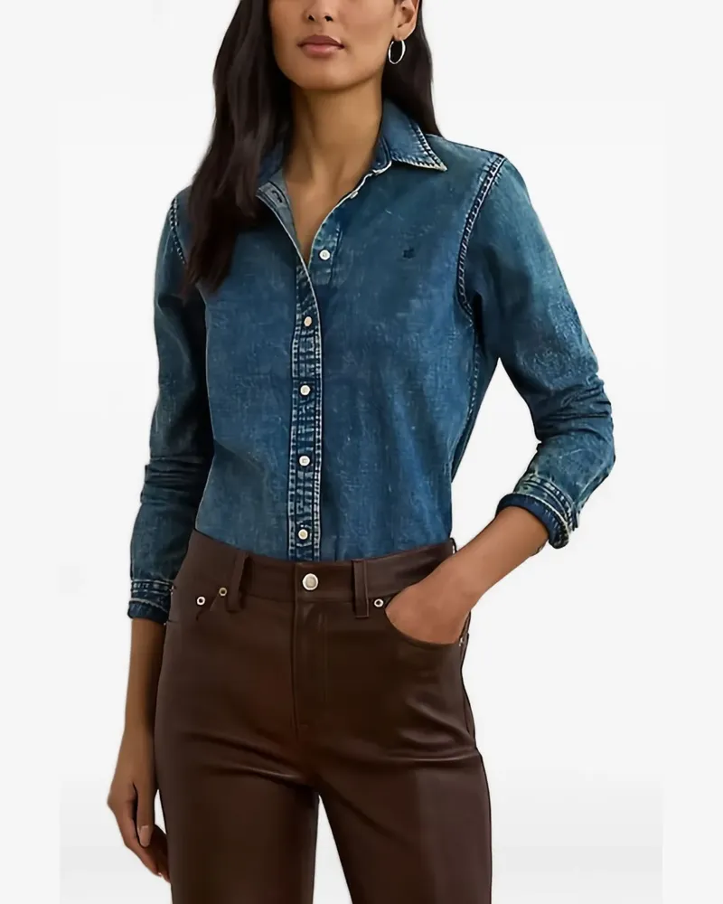Ralph Lauren Jeanshemd mit Stickerei - Blau Blau
