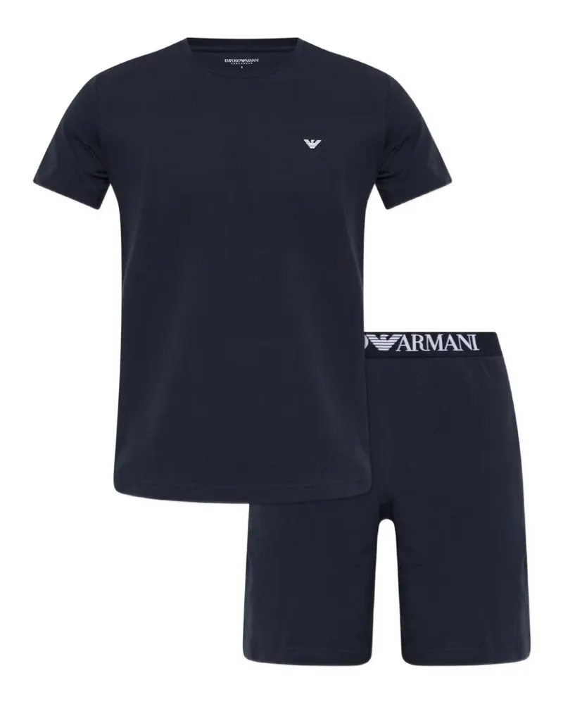Emporio Armani Pyjama mit Logo-Bund - Blau Blau