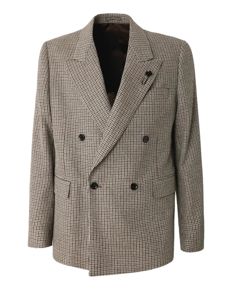 LARDINI houndstooth double-breasted blazer - Nude Nude