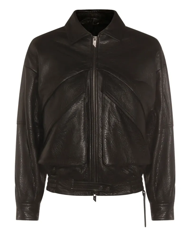 Salvatore Santoro zip-front panelled leather jacket - Schwarz Schwarz