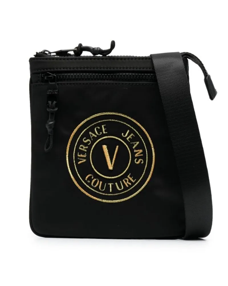 Versace Jeans Kuriertasche mit Logo-Patch Schwarz