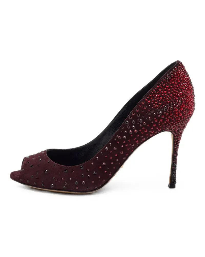 Sergio Rossi Peep-Toe-Pumps mit Kristallen - Rot Rot